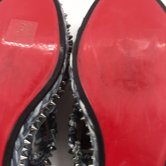 Christian Louboutin Spiked Denim Espadrille Mules - Picture 12 of 16